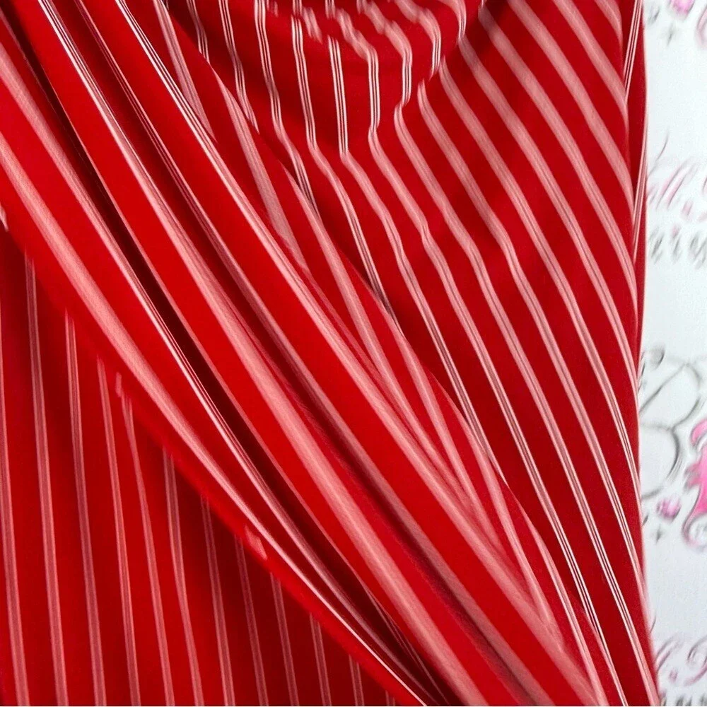 Fabric stretchy striped big piece sewing projects crafts clothing Red Striped